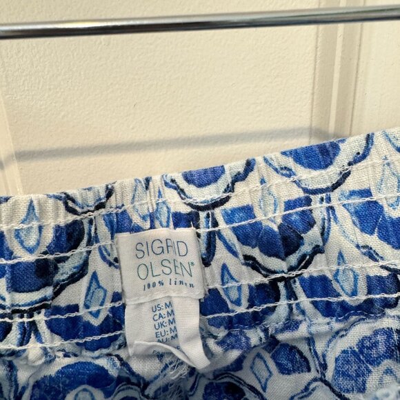 Sigrid Olsen Blue Nautical Pattern Linen Pants -‎ Size Medium - Picture 4 of 6